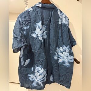 Theory Blue Floral Shirt Jacket xl